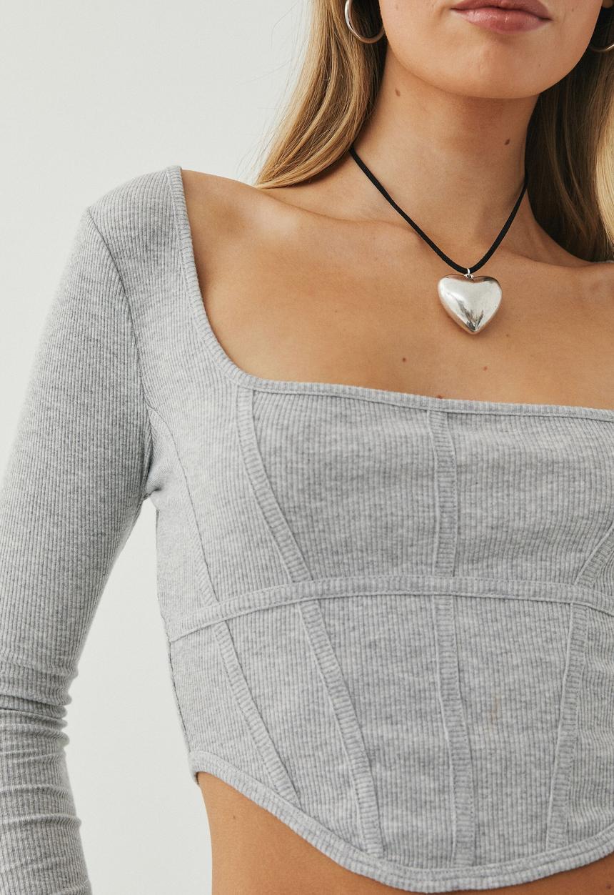 Supré  - Abbey long sleeve corset - grey marle