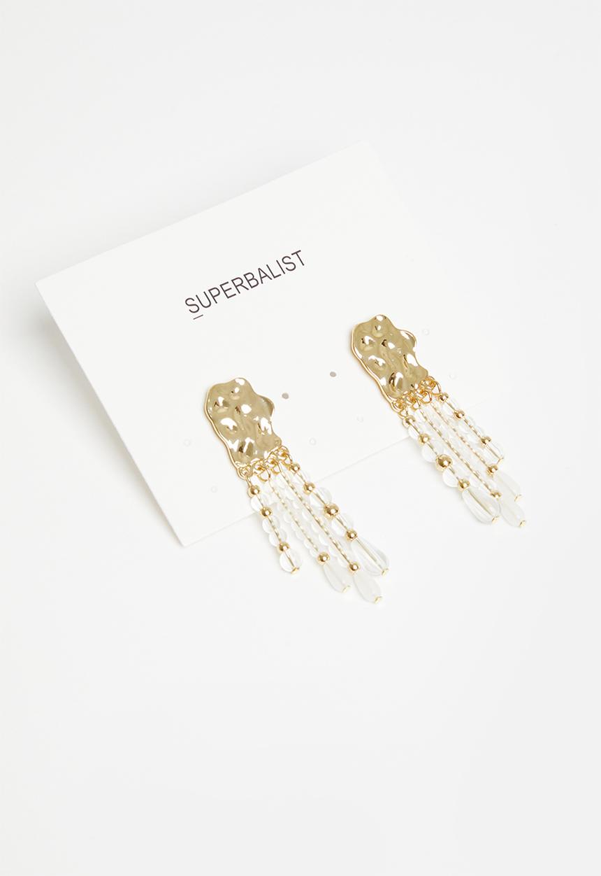 Superbalist - Haven statement earrings - clear & gold