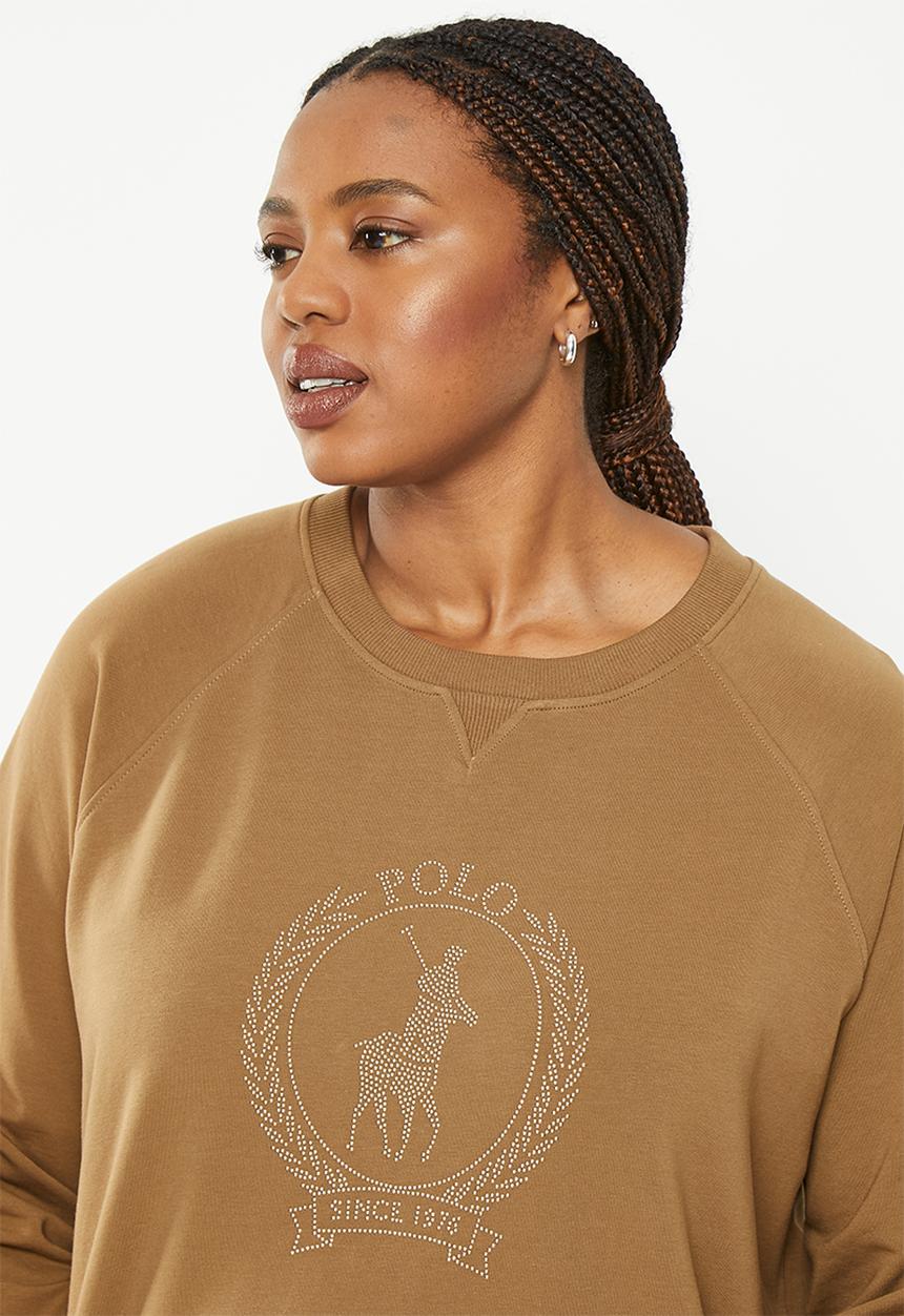 POLO - Plus women nailhead long sleeve sweater - camel