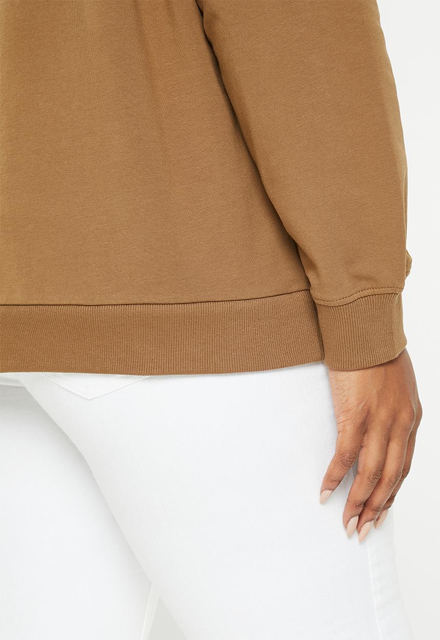 POLO - Plus women nailhead long sleeve sweater - camel