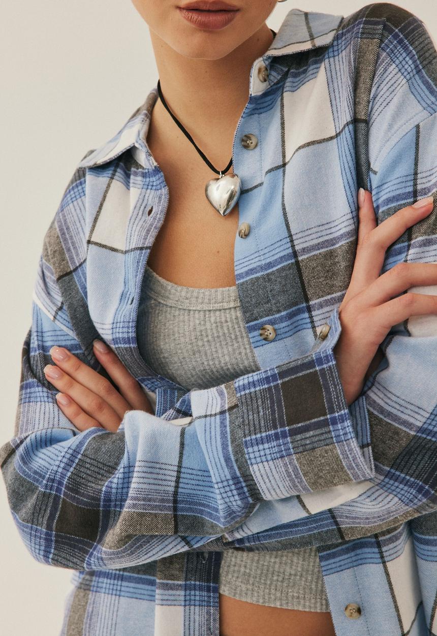 Supré  - Amina oversized check shirt - indie check blue