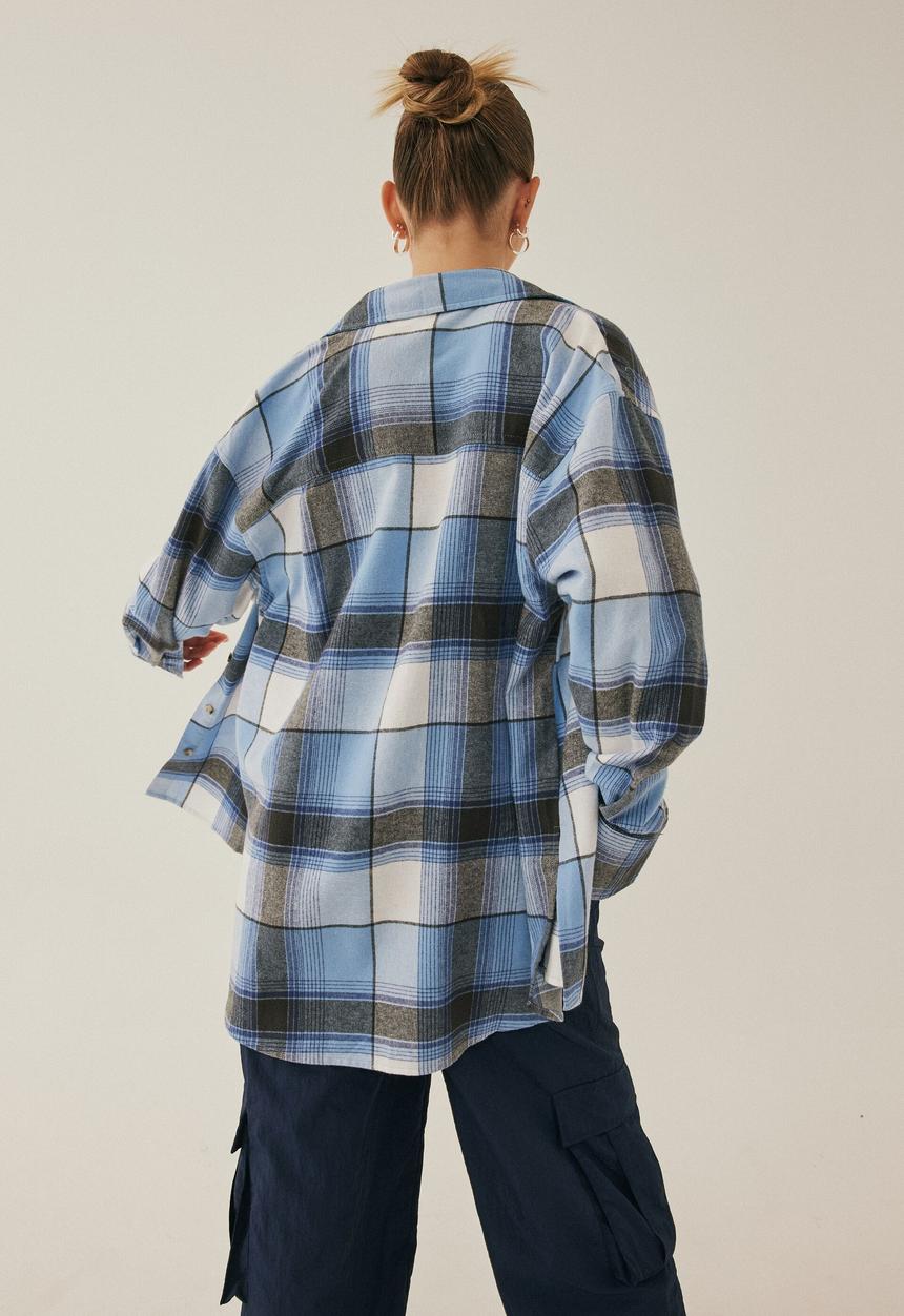 Supré  - Amina oversized check shirt - indie check blue