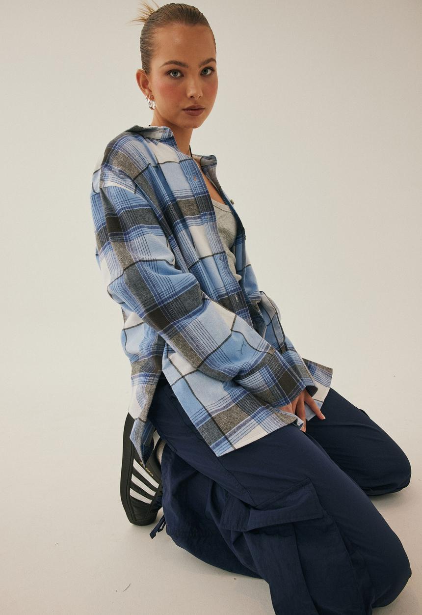 Supré  - Amina oversized check shirt - indie check blue