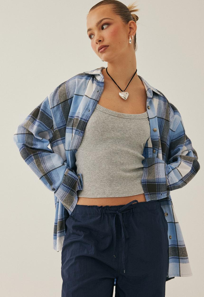 Supré  - Amina oversized check shirt - indie check blue