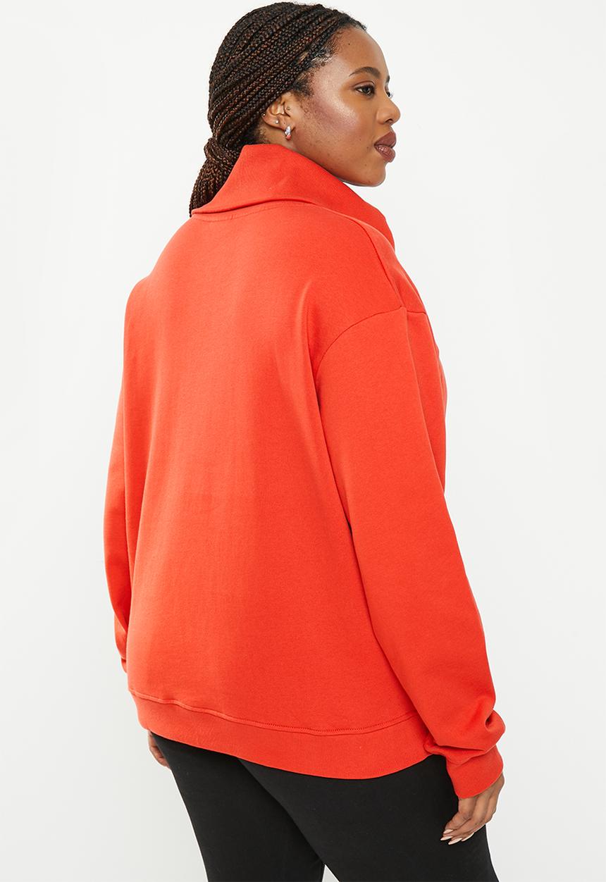 POLO - Plus women quarter zip long sleeve  sweater - red