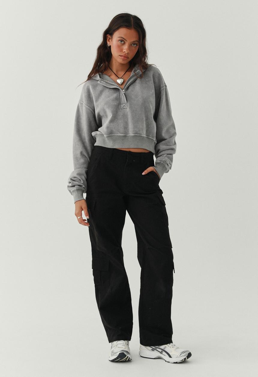 Supré  - Polly cropped hoodie - washed cement grey