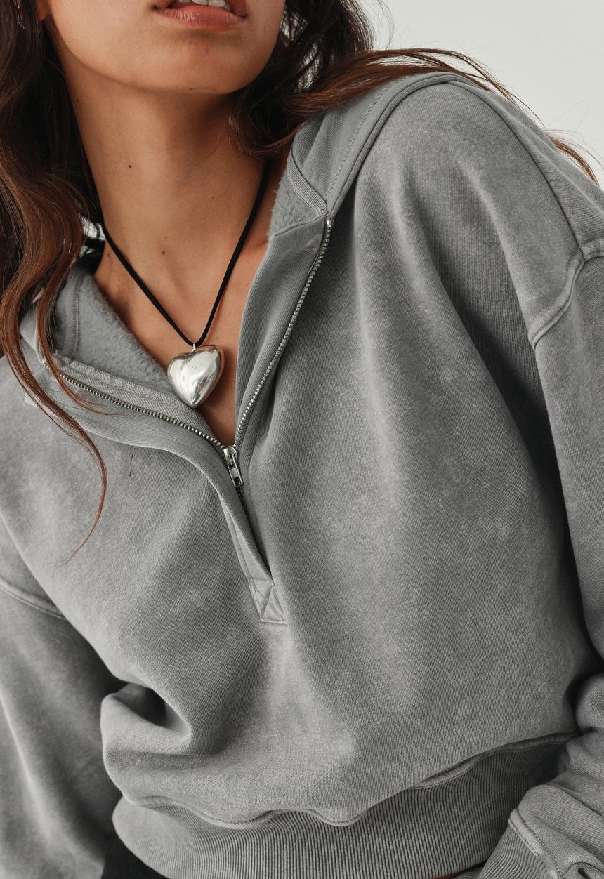 Supré  - Polly cropped hoodie - washed cement grey