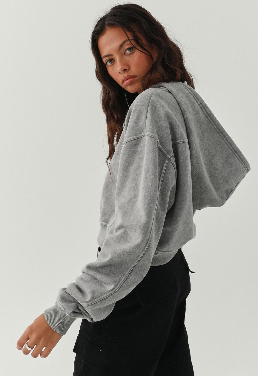Supré  - Polly cropped hoodie - washed cement grey
