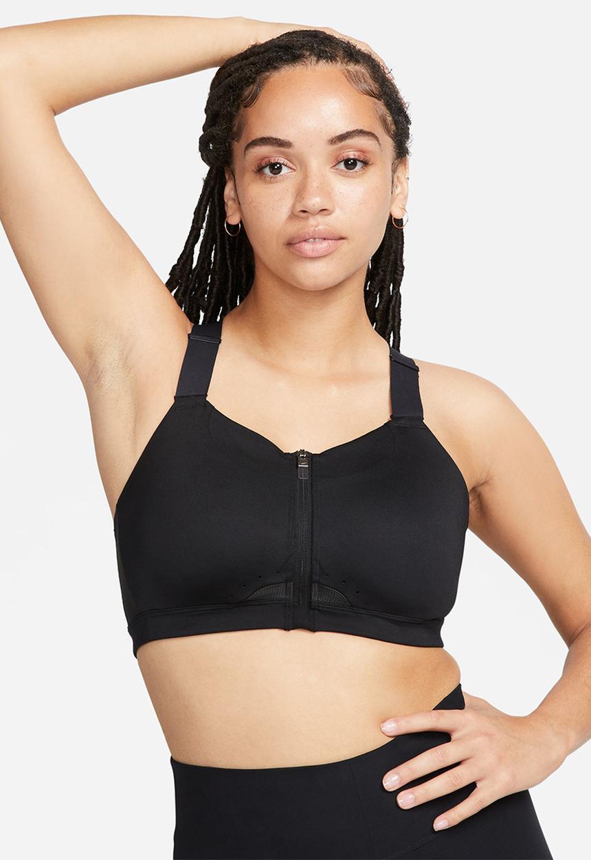 Nike - W nk df alpha zip-front bra - black/dk smoke grey