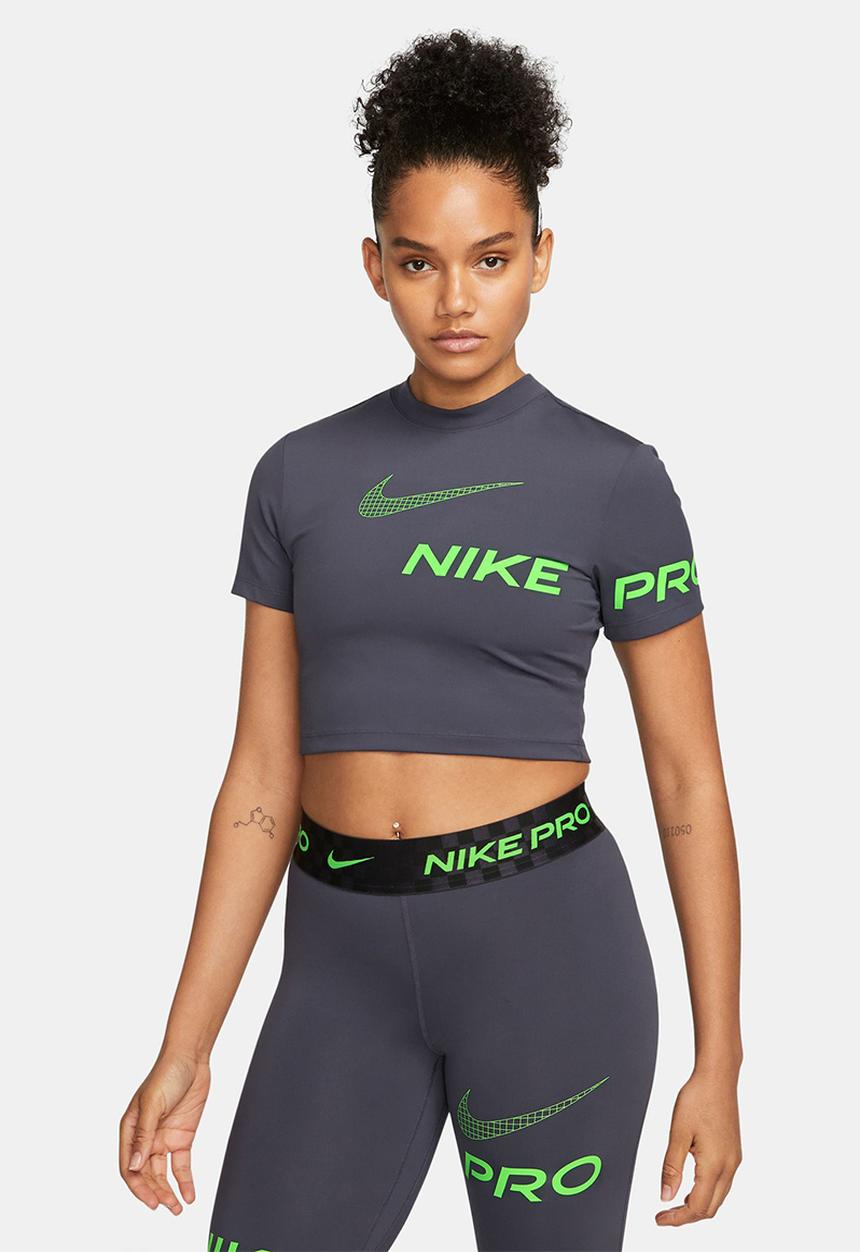 Nike - W np df grx ss crop top - gridiron/green strike
