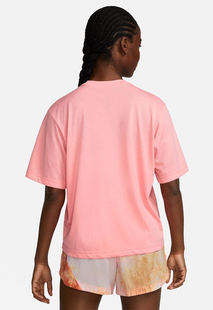 Nike - W nk df tee ss trail - coral chalk/bright cactus