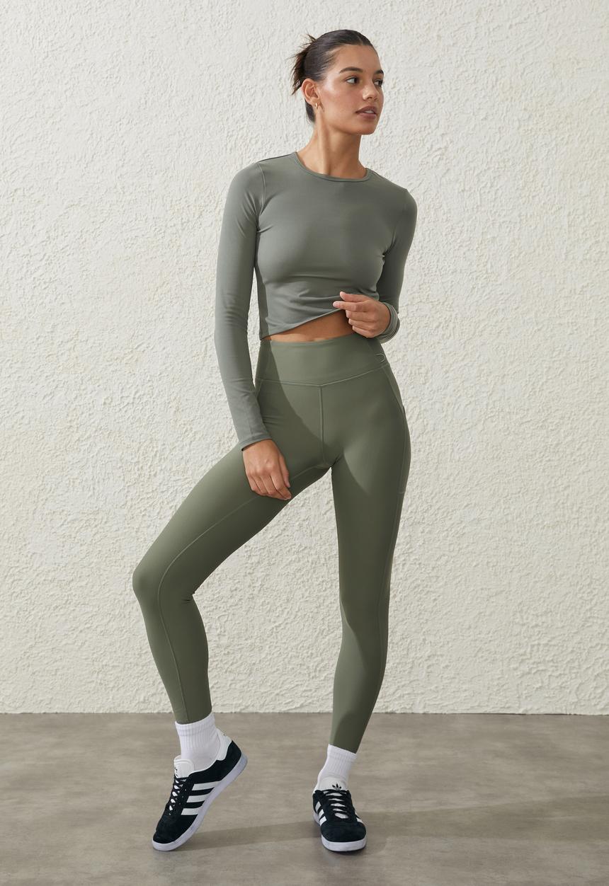 Cotton On - Premium fleece lined full length tight - winter khaki