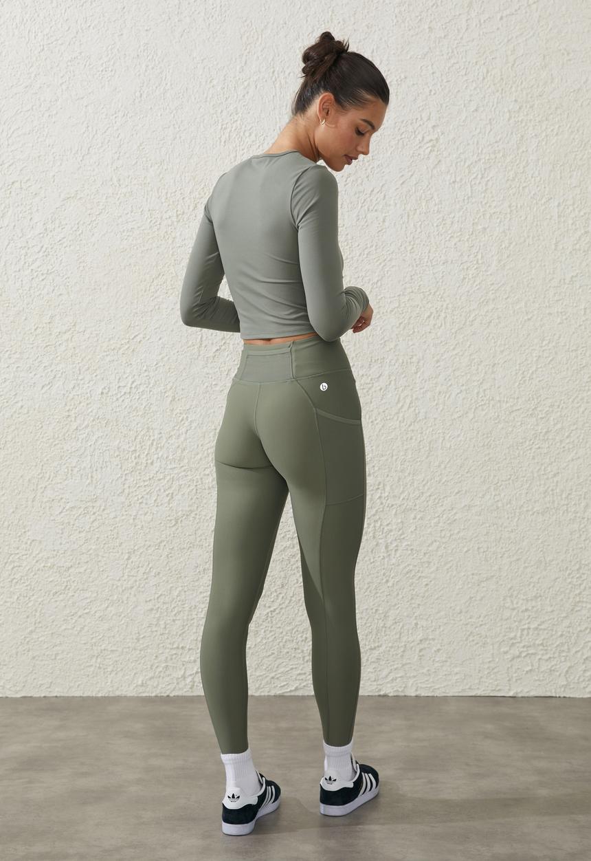 Cotton On - Premium fleece lined full length tight - winter khaki