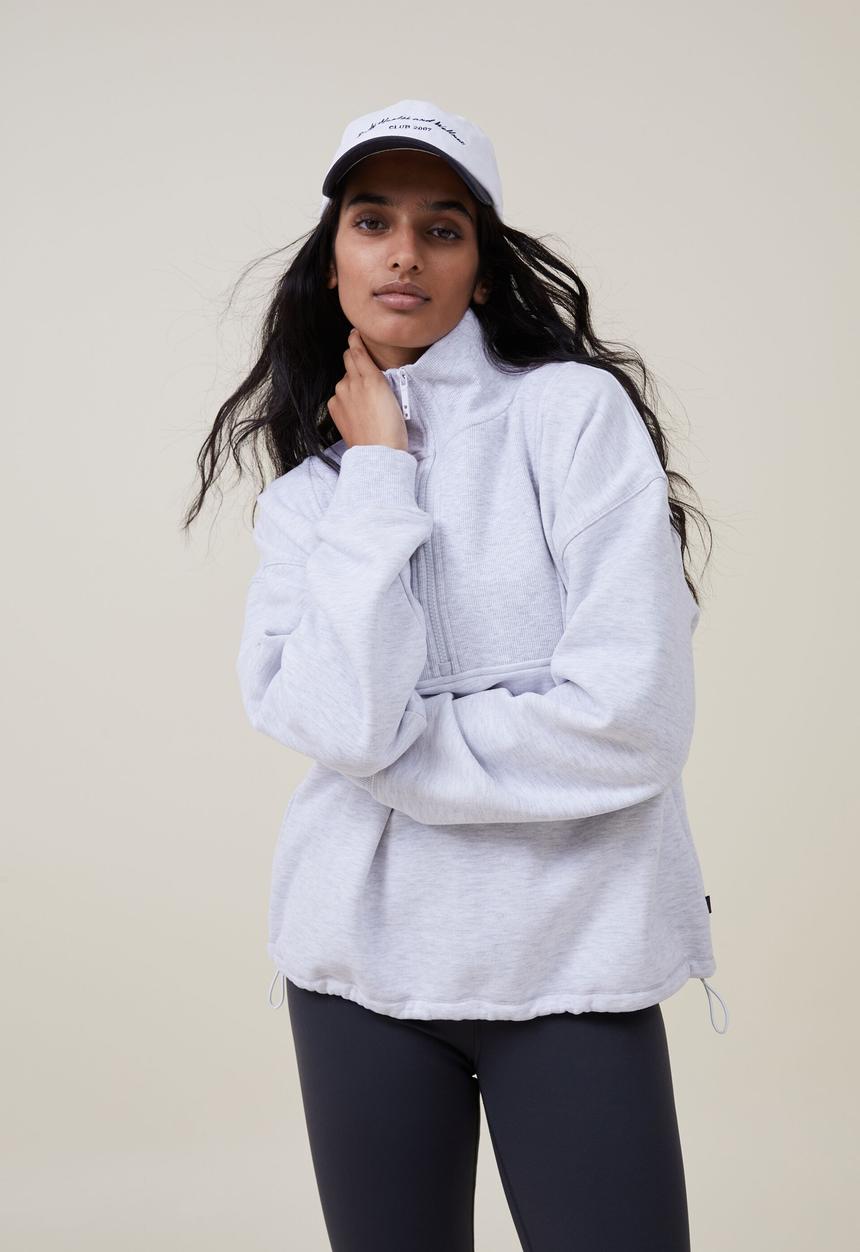 Cotton On - Plush rib half zip jumper - cloudy grey marle