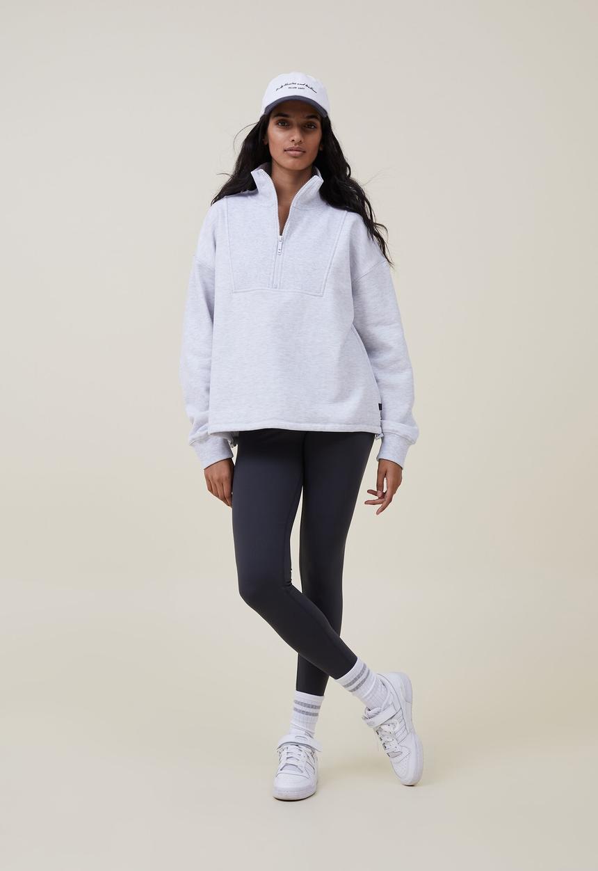 Cotton On - Plush rib half zip jumper - cloudy grey marle