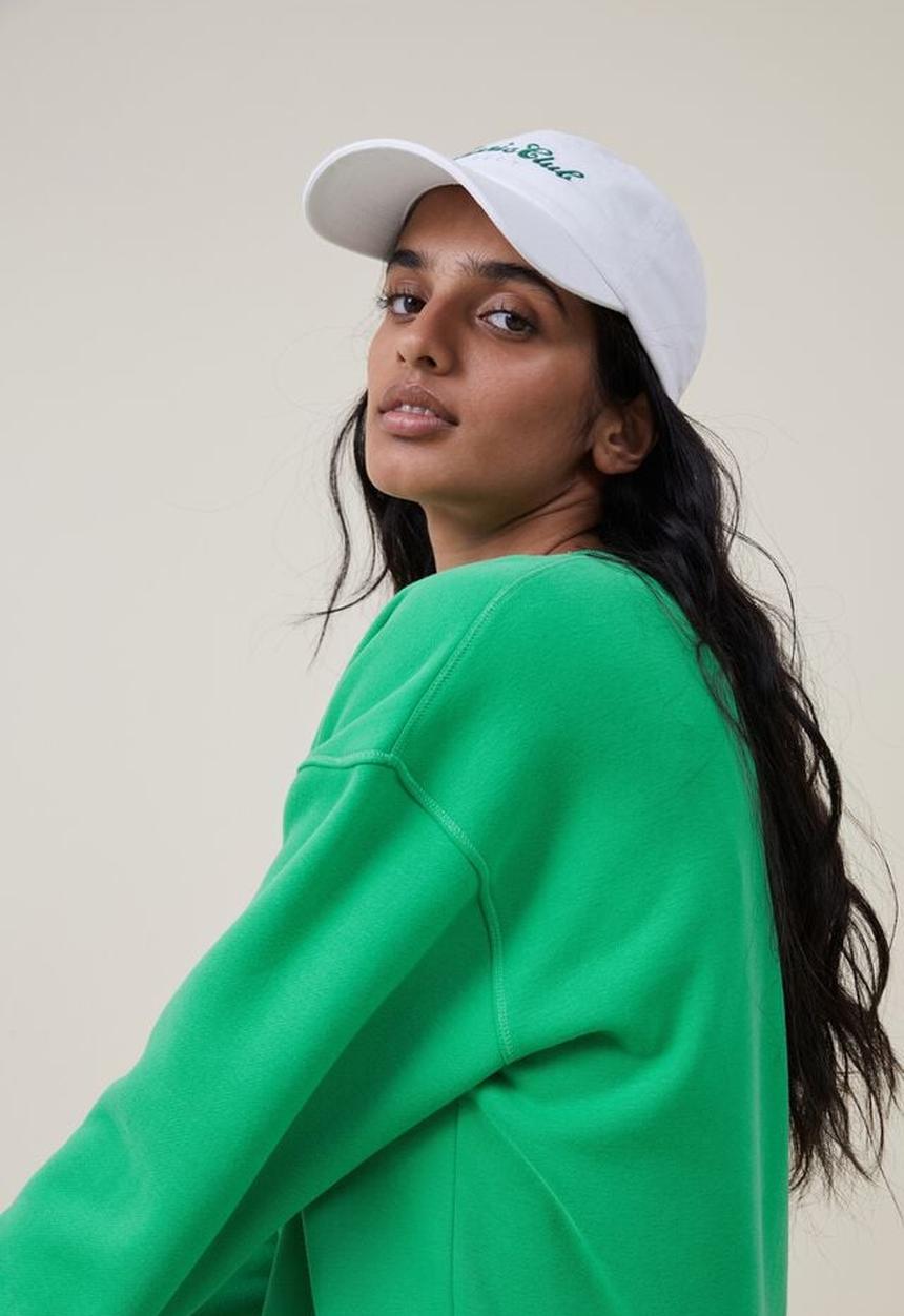 Cotton On - Plush essential crew jumper - green chilli