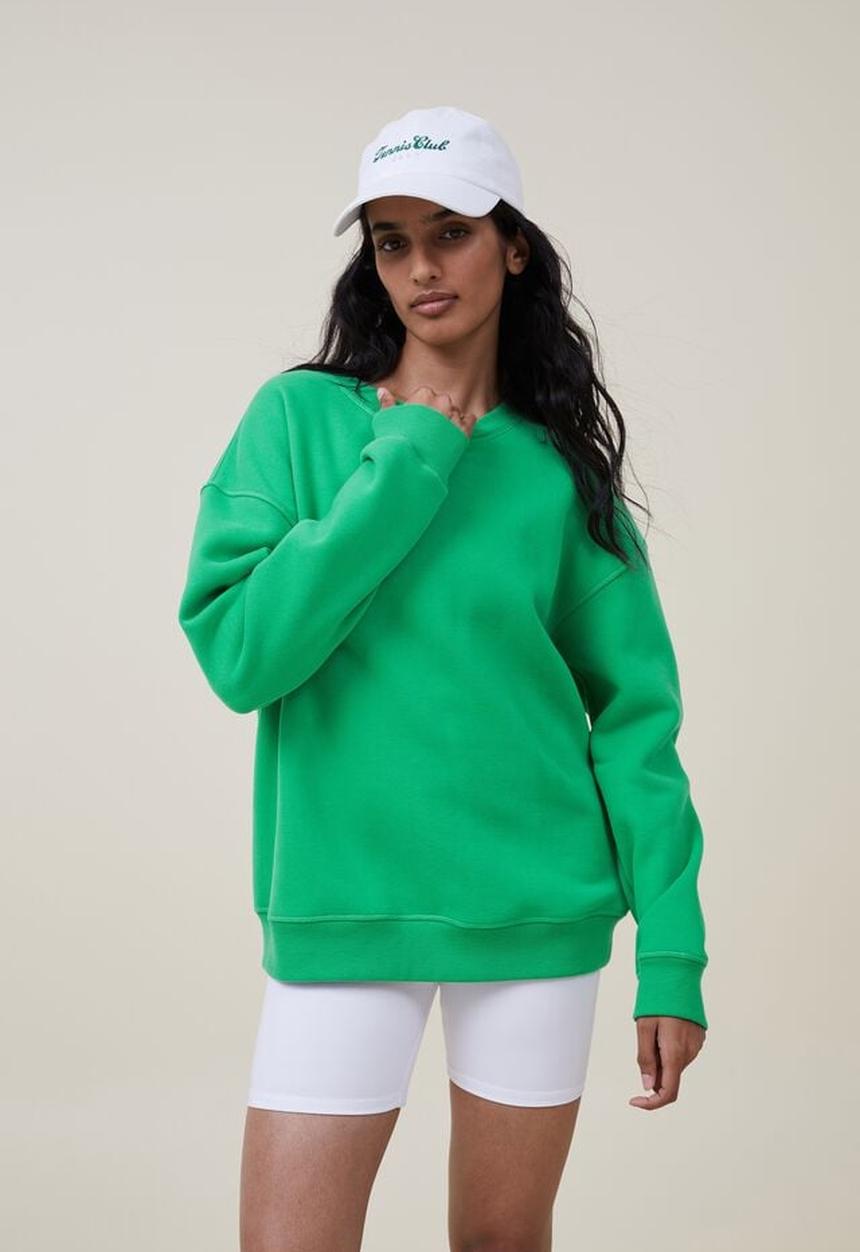 Cotton On - Plush essential crew jumper - green chilli