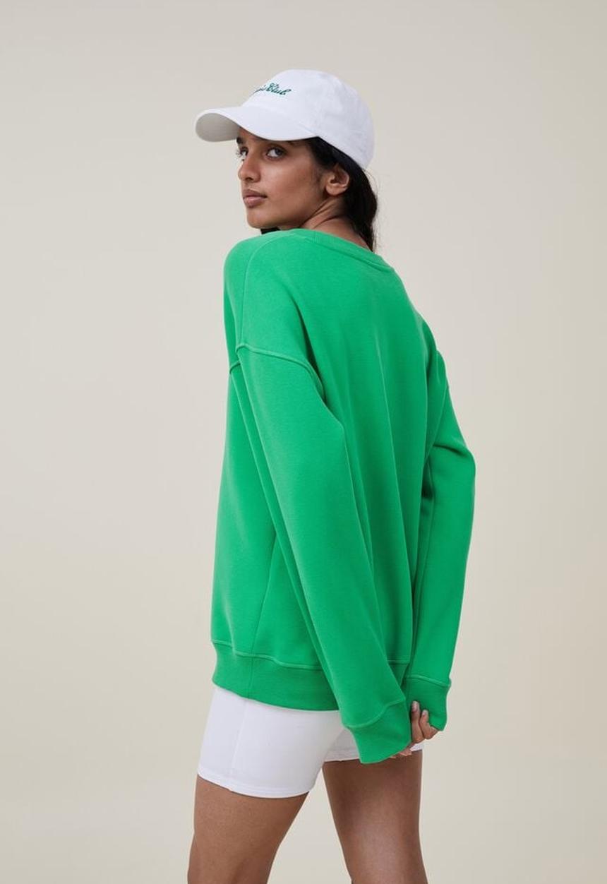 Cotton On - Plush essential crew jumper - green chilli