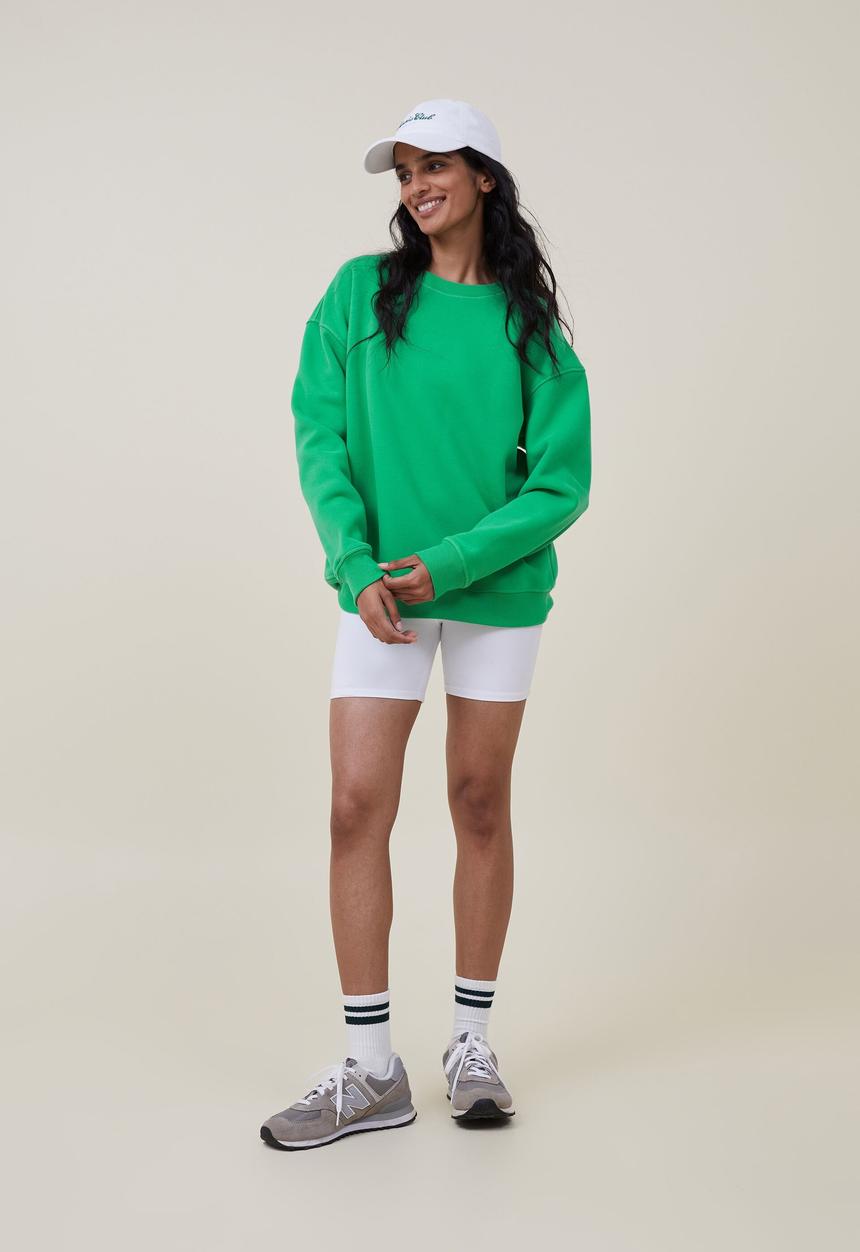 Cotton On - Plush essential crew jumper - green chilli