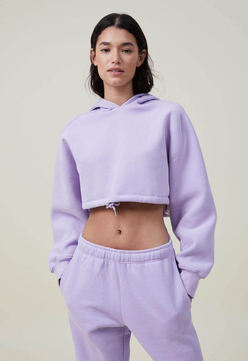 Cotton On - Plush cropped hoodie - violet tint