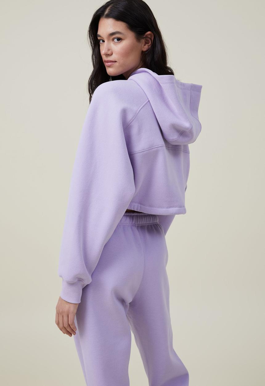 Cotton On - Plush cropped hoodie - violet tint
