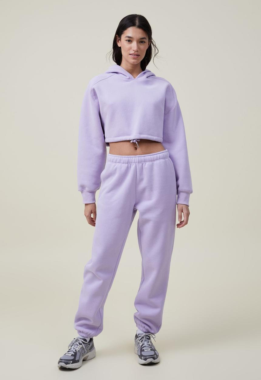 Cotton On - Plush cropped hoodie - violet tint