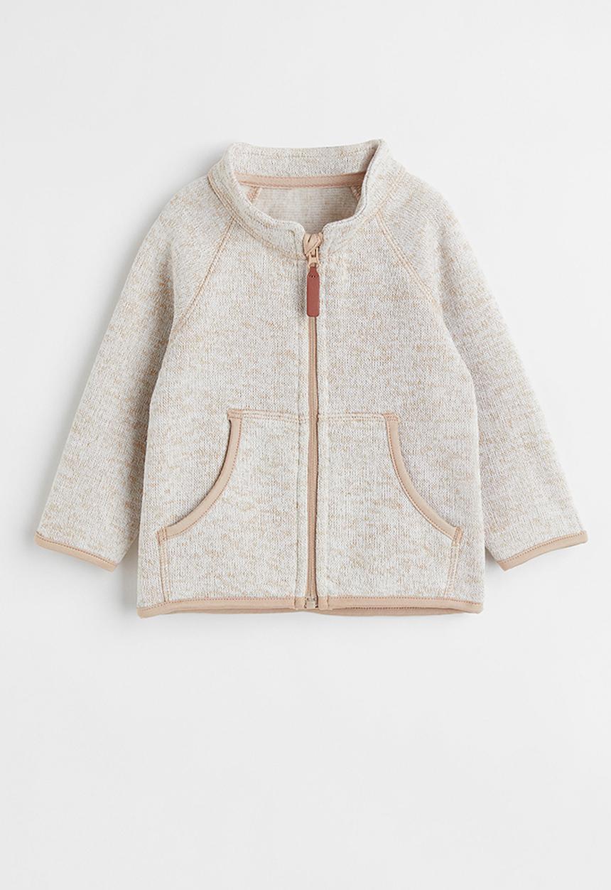 H&M - Knitted fleece jacket - beige marl