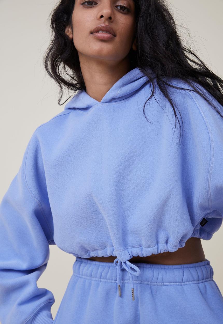 Cotton On - Plush cropped hoodie - iris flower