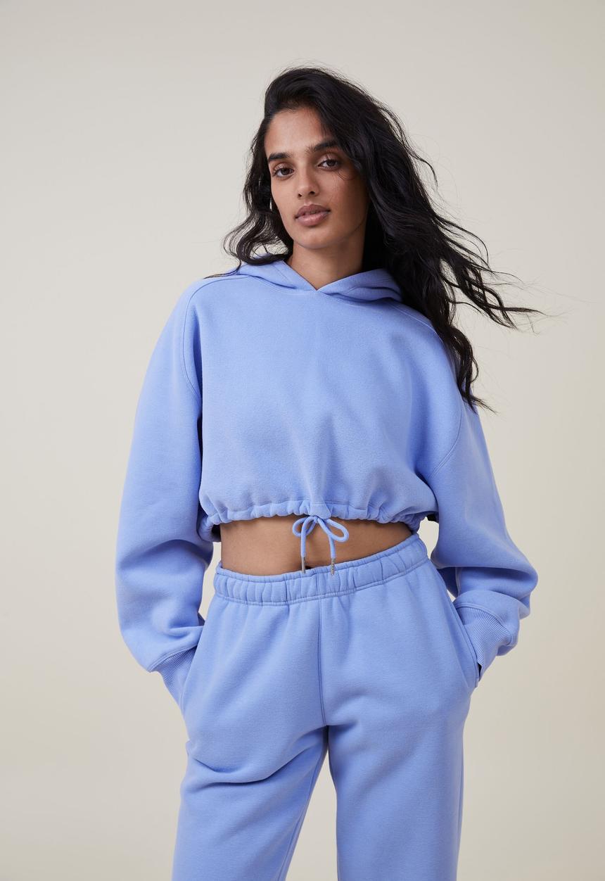 Cotton On - Plush cropped hoodie - iris flower