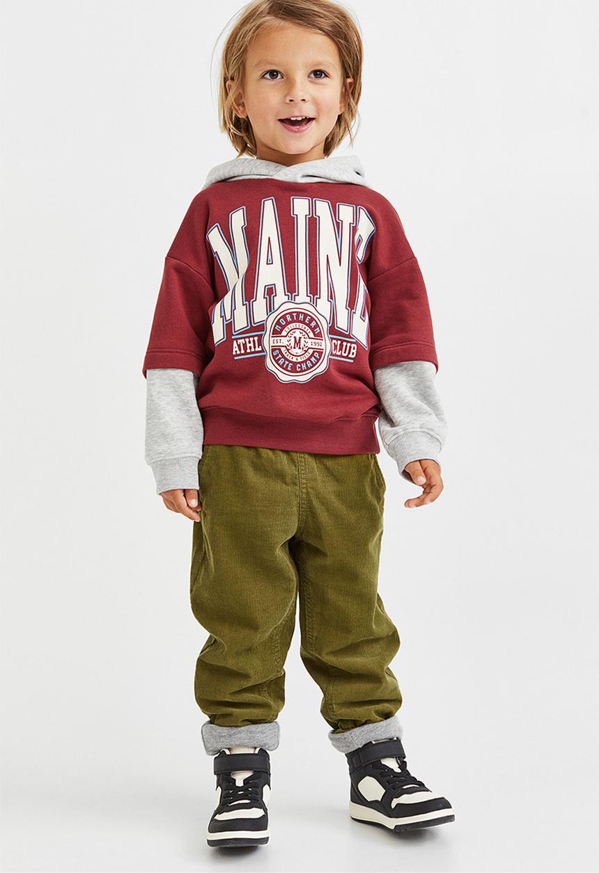 H&M - Lined corduroy joggers - olive green
