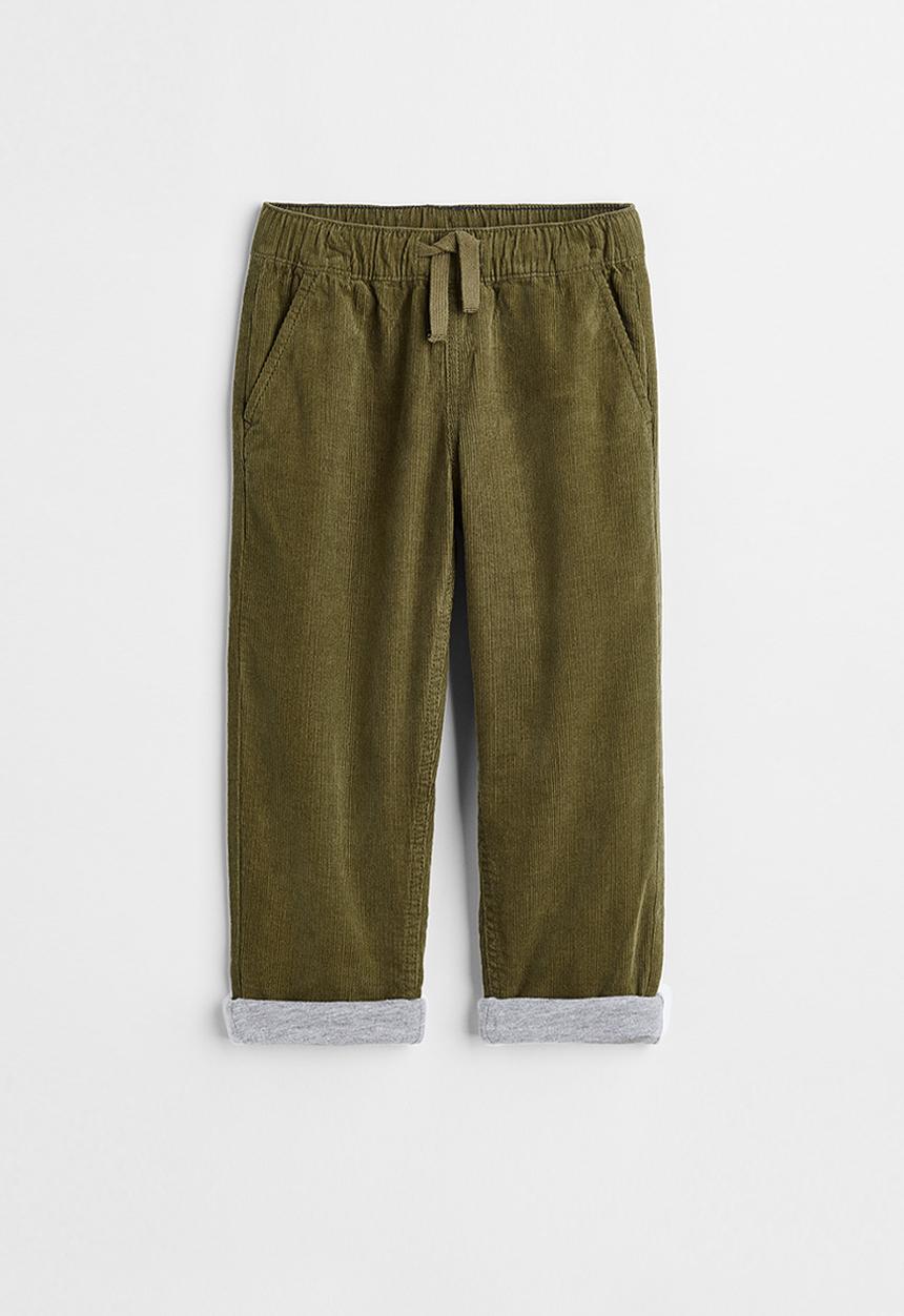 H&M - Lined corduroy joggers - olive green