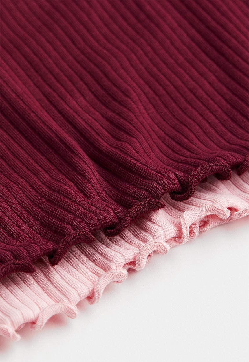 H&M - 2-Pack polo-neck tops - pink/dark red