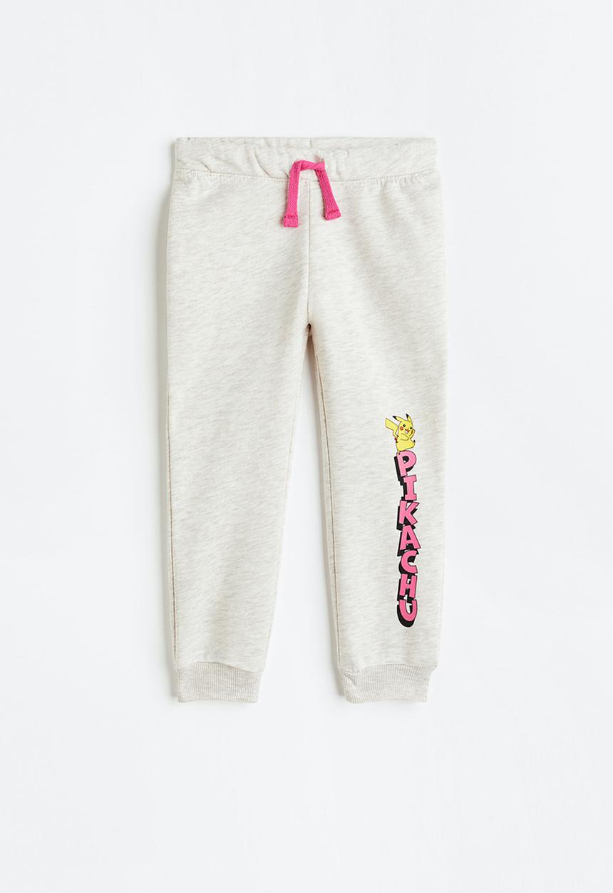 H&M - Printed joggers - light grey marl/pokémon