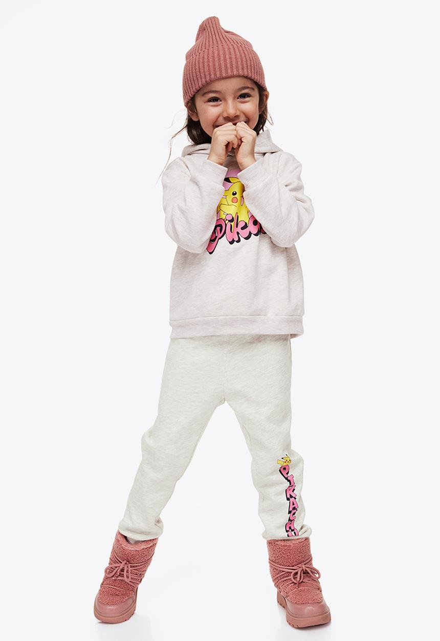 H&M - Printed joggers - light grey marl/pokémon