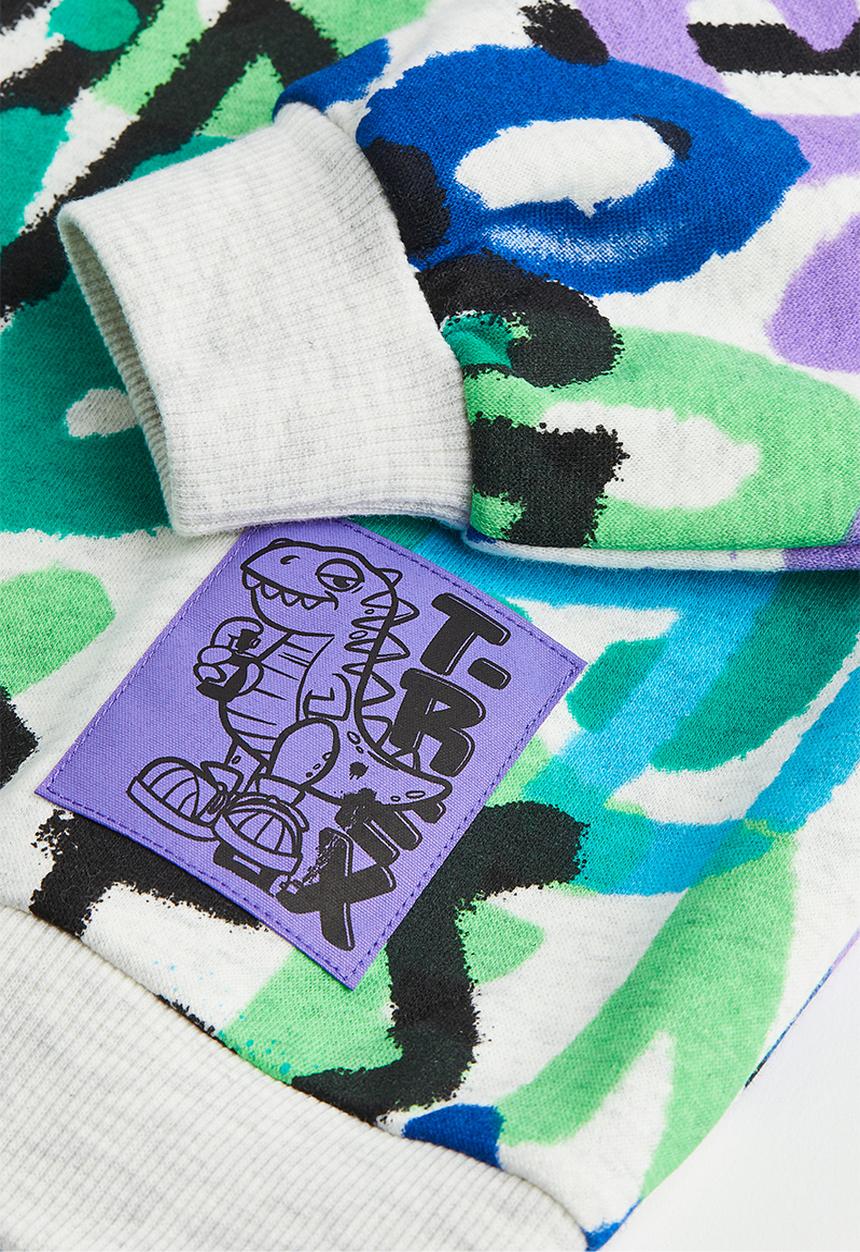 H&M - Oversized sweatshirt - light grey/graffiti