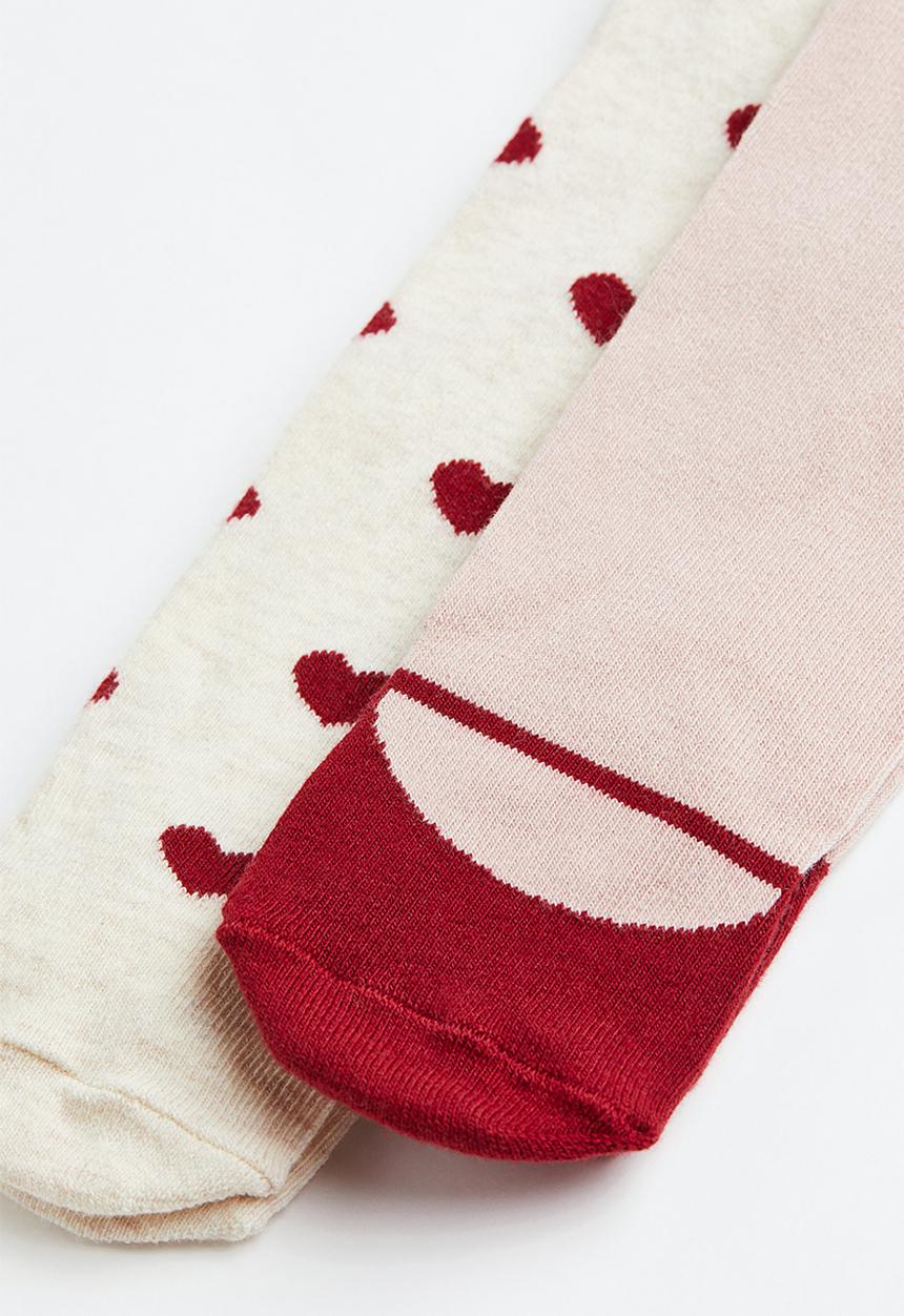 H&M - 2-Pack tights - light pink/hearts