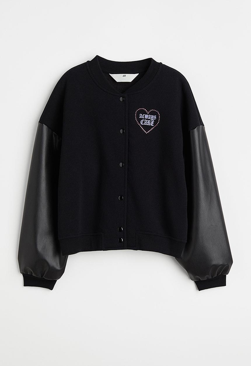 H&M - Oversized baseball jacket - black/always care