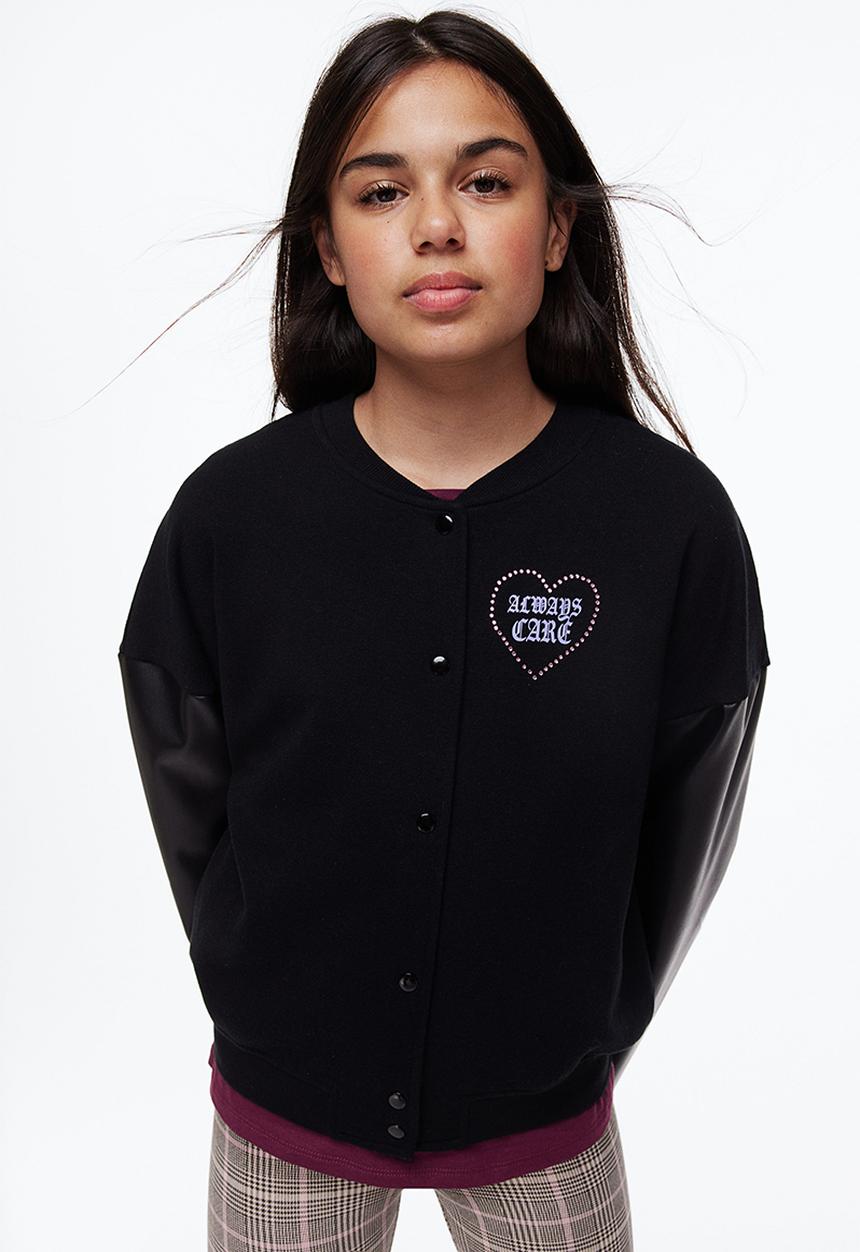 H&M - Oversized baseball jacket - black/always care