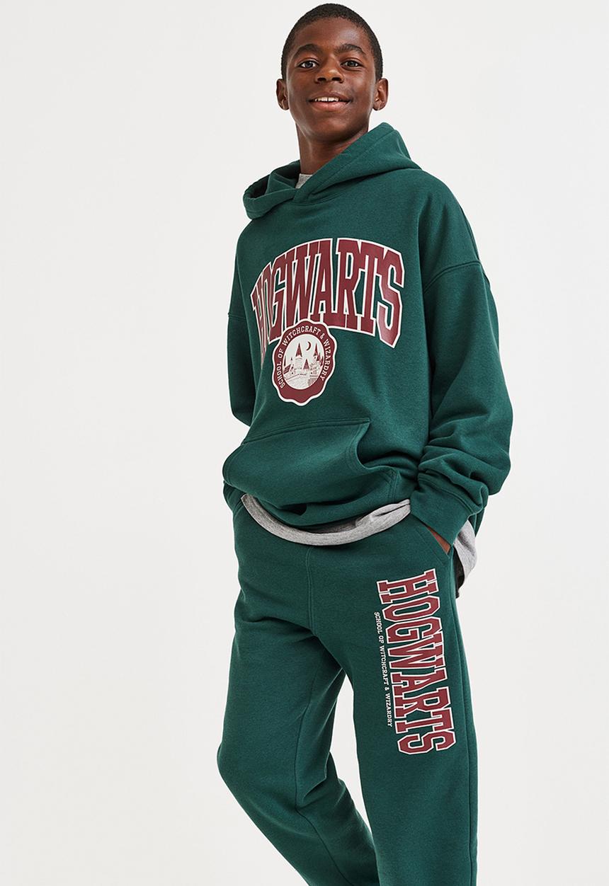 H&M - Printed hoodie - dark green/harry potter