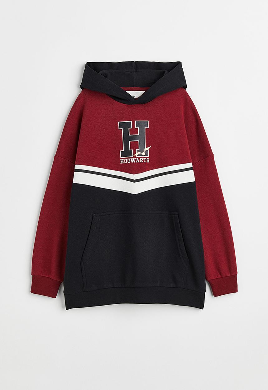 H&M - Oversized printed hoodie - dark red/harry potter