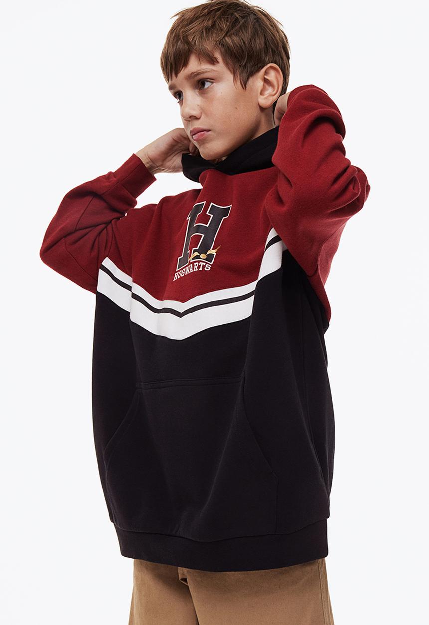 H&M - Oversized printed hoodie - dark red/harry potter