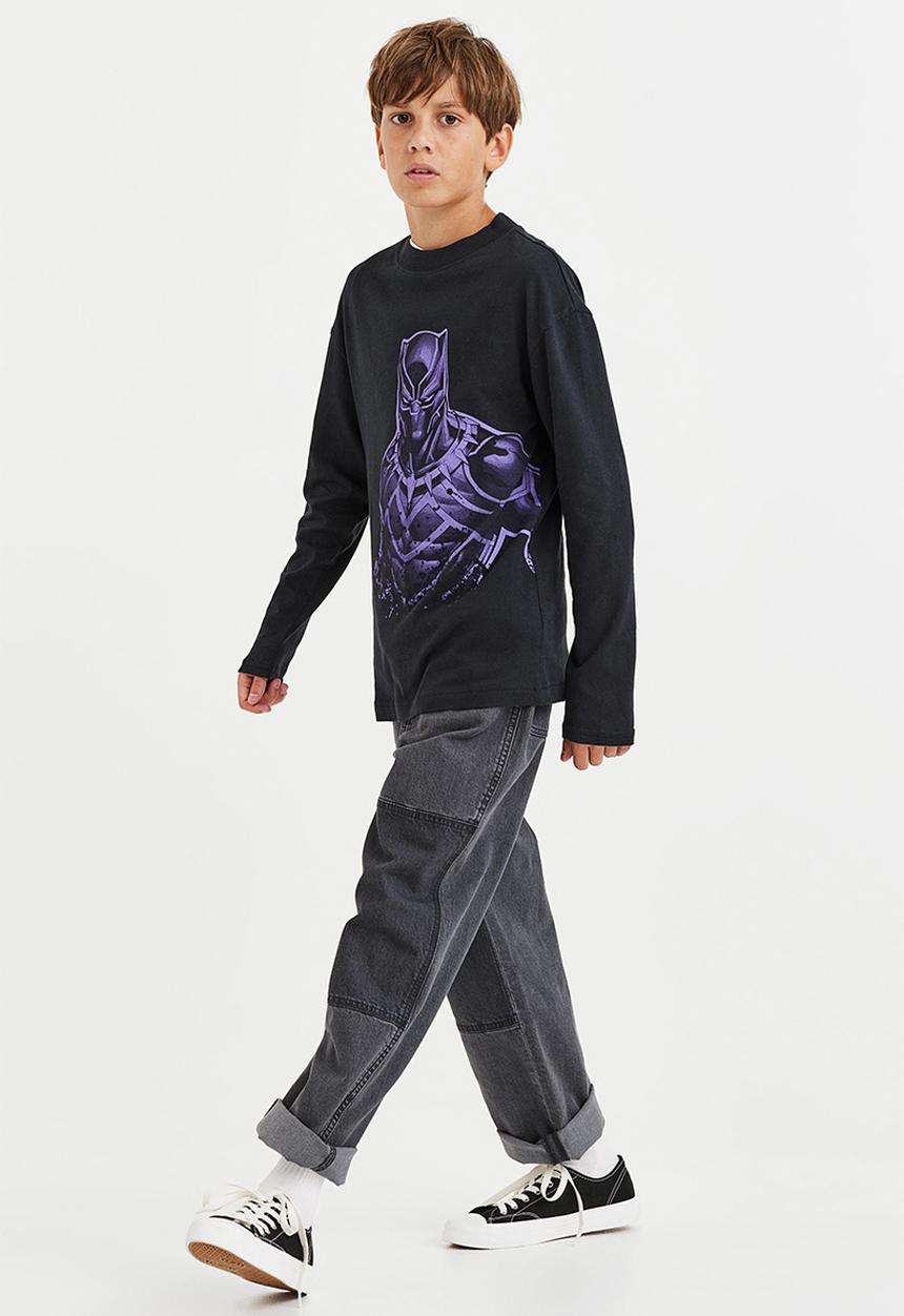 H&M - Printed jersey top - black/black panther