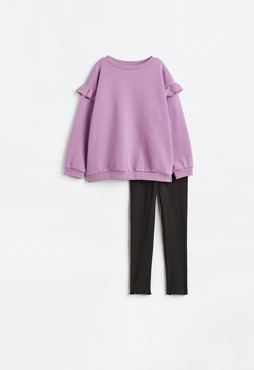 H&M - 2 Piece top and leggings set - purple & black