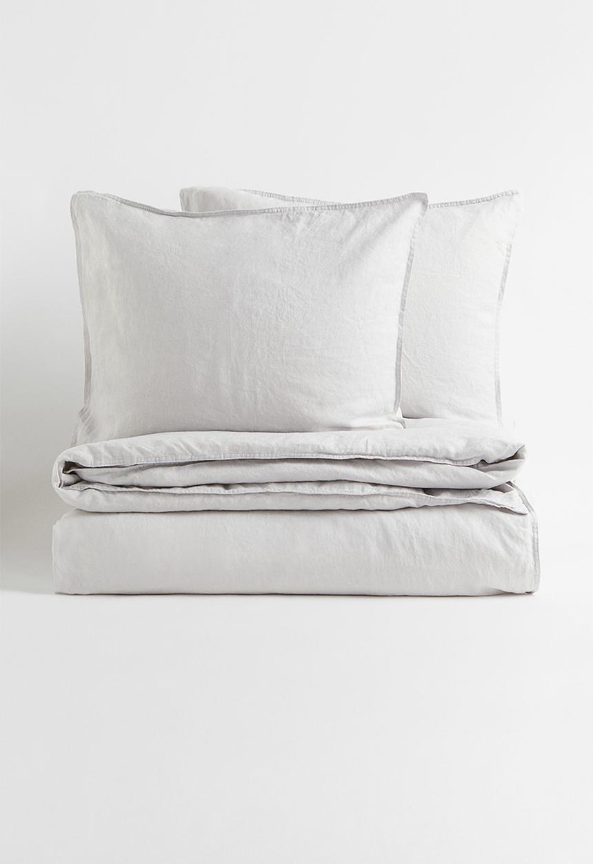 H&M - Linen double/king duvet cover set - light grey