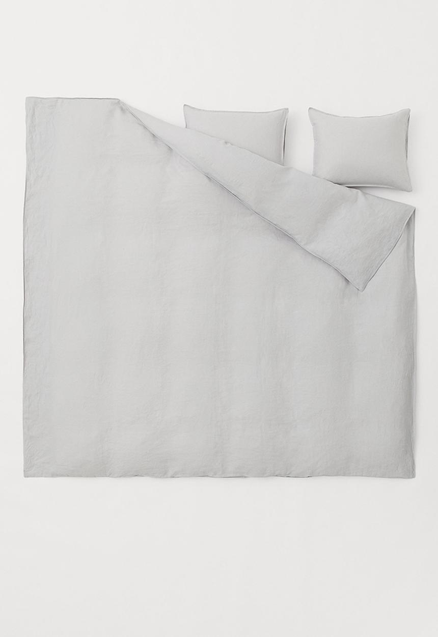H&M - Linen double/king duvet cover set - light grey