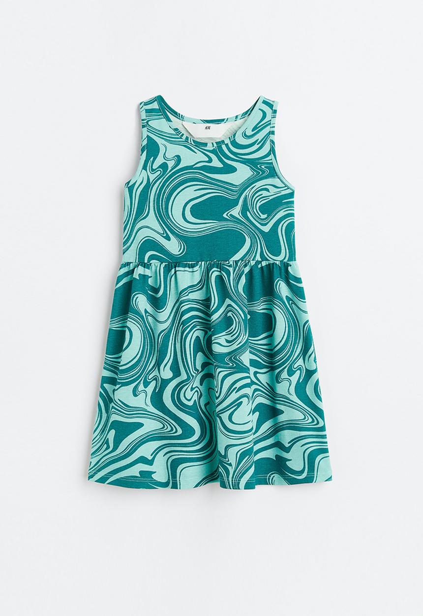 H&M - Patterned jersey dress - turquoise/swirls