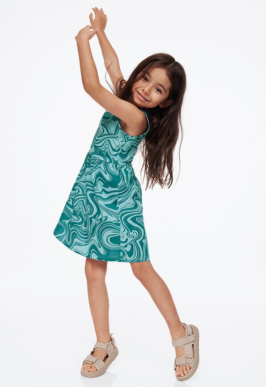 H&M - Patterned jersey dress - turquoise/swirls