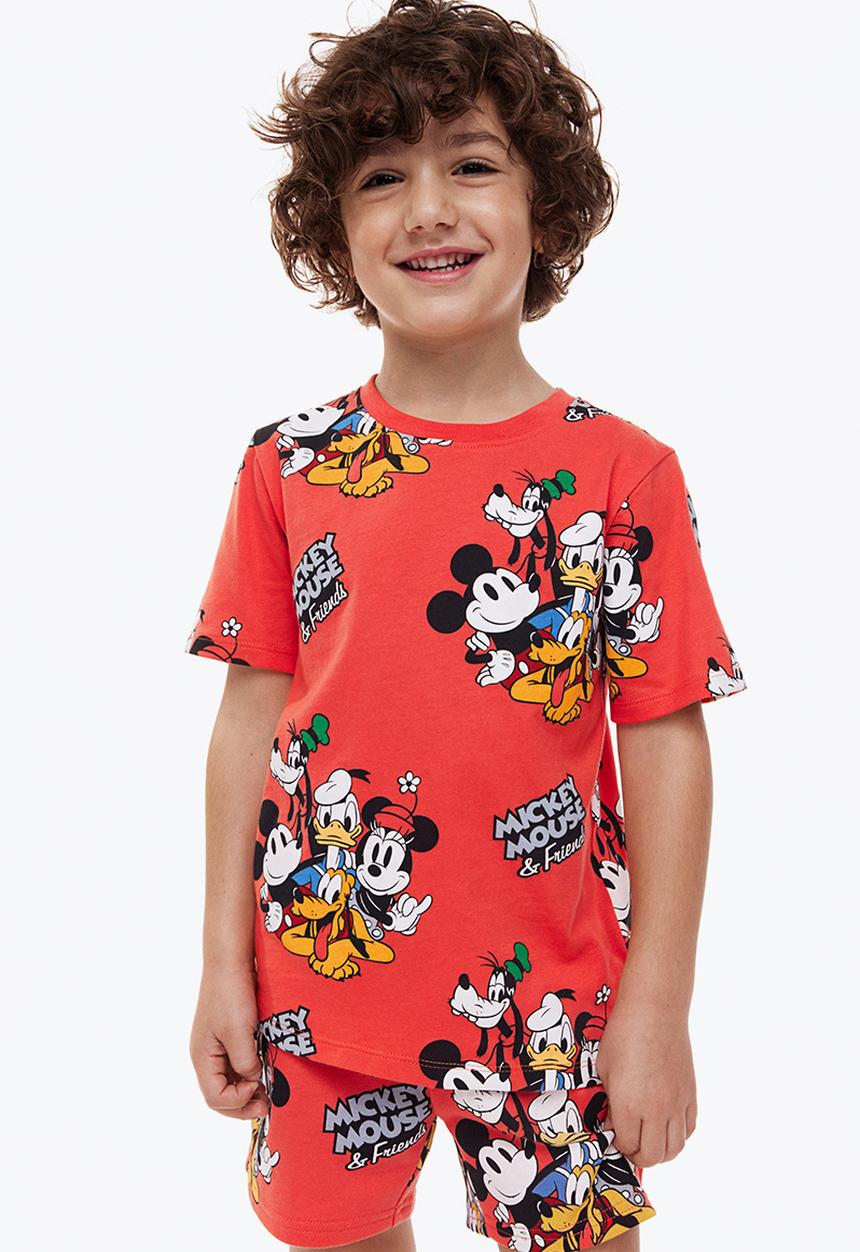 H&M - Printed t-shirt - red/mickey mouse