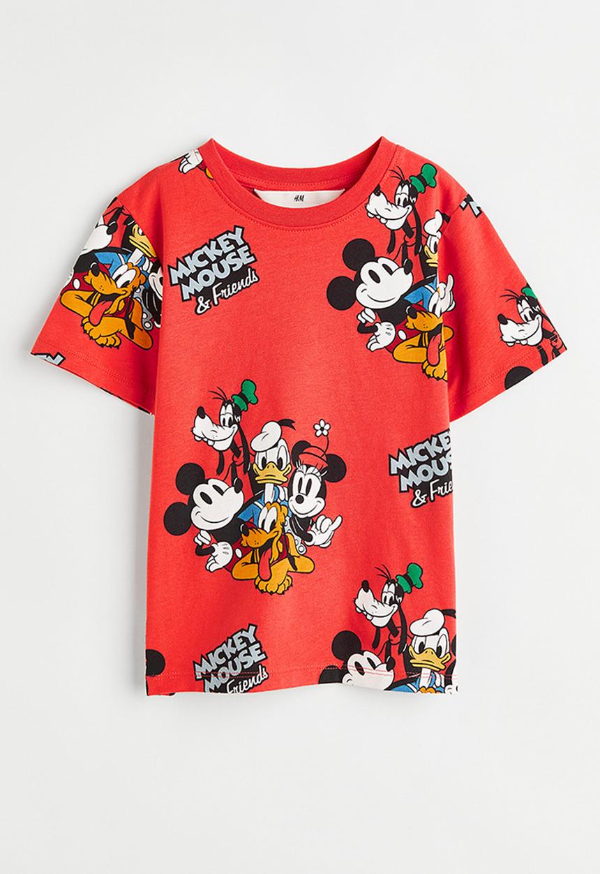 H&M - Printed t-shirt - red/mickey mouse