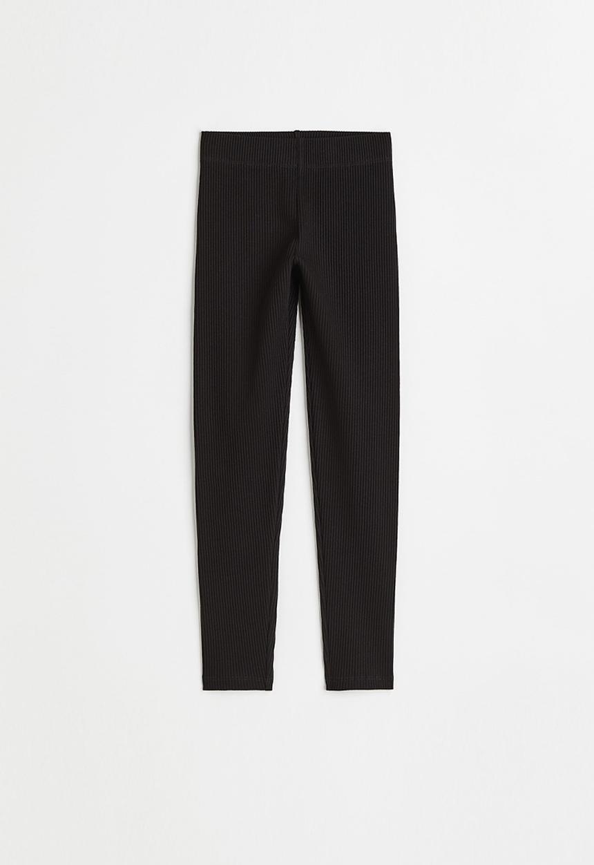 H&M - Ribbed leggings - black